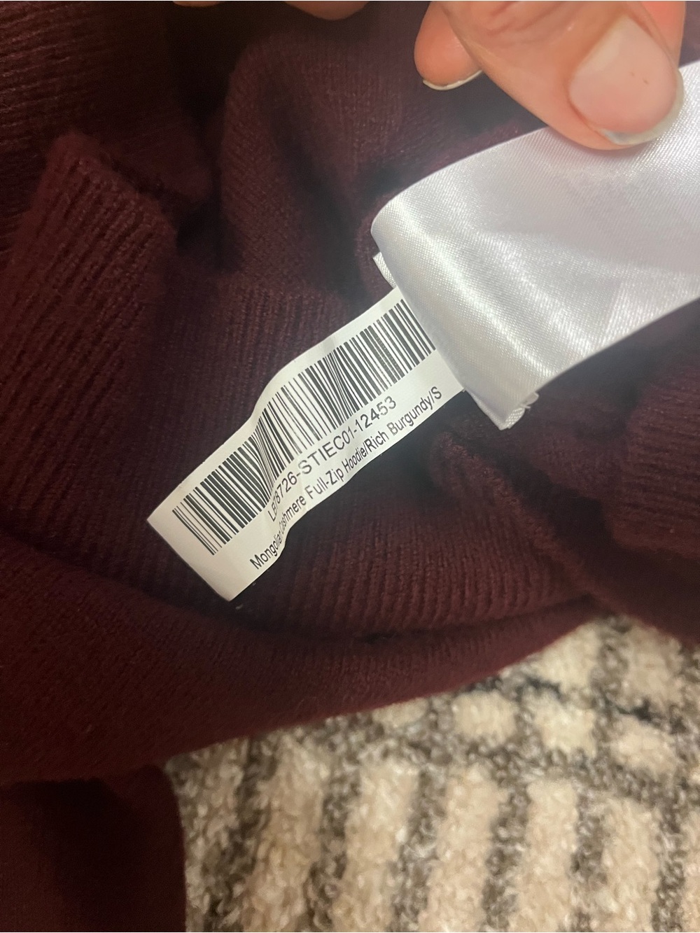 NWOT Quince 100% Mongolian Cashmere Full Zip Sweater - Small - Burgundy - Picture 5 of 10